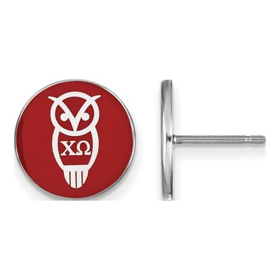 Chi Omega Sterling Silver Sorority Symbol Enamel Stud Earrings
