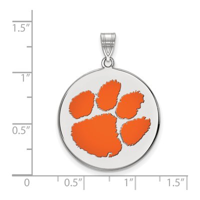 Clemson University Sterling Silver Extra Large Tiger Paw Disc Pendant – view 2