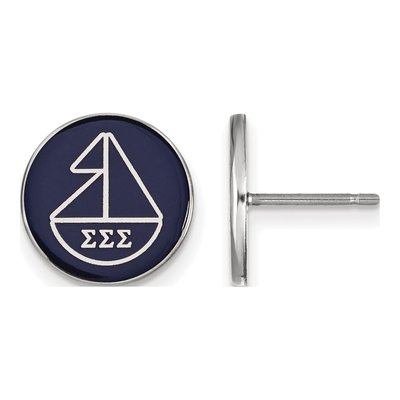 Sigma Sigma Sigma Sterling Silver Tri Enamel Stud Earrings