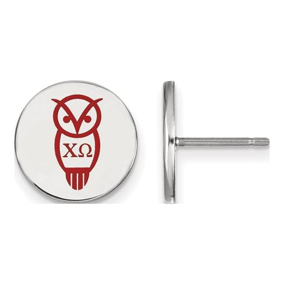 Chi Omega Sterling Silver Sorority Symbol Enamel Stud Earrings