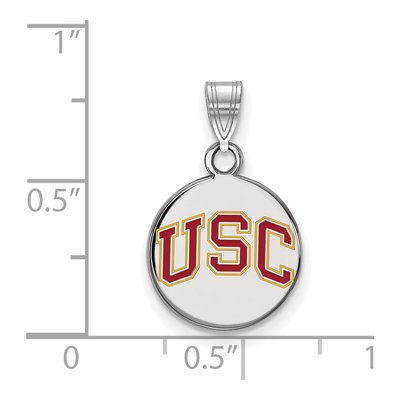 University of Southern California Sterling Silver USC Trojans Small Enamel Disc Pendant – view 2