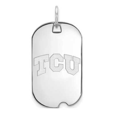 Texas Christian University Sterling Silver TCU Horned Frogs Dog Tag Pendant