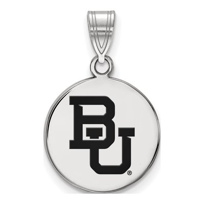 Baylor University Sterling Silver Medium Bears Enameled Disc Pendant