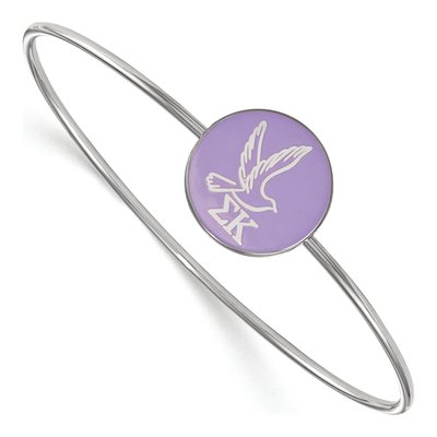 Sigma Kappa Sterling Silver Large Enamel Slip-On Bangle Bracelet