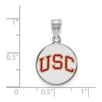 University of Southern California Sterling Silver Medium USC Trojans Enameled Disc Pendant – view 2