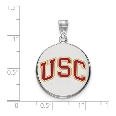 University of Southern California Sterling Silver Large USC Trojans Enameled Disc Pendant – view 2