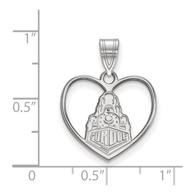 Purdue University Sterling Silver Medium Boilermakers Heart Pendant – view 2