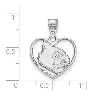 University of Louisville Sterling Silver Medium Cardinals Heart Pendant – view 2
