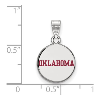 University of Oklahoma Sterling Silver Small Enamel Disc Pendant – view 2