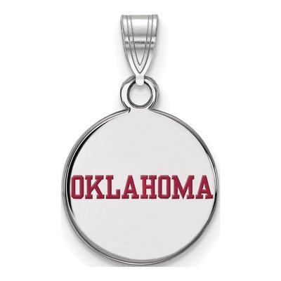 University of Oklahoma Sterling Silver Small Enamel Disc Pendant