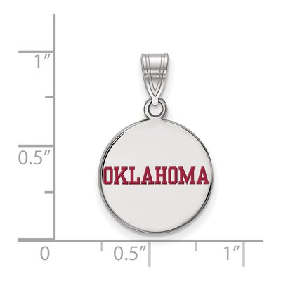 University of Oklahoma Sterling Silver Medium Enamel Disc Pendant – view 2