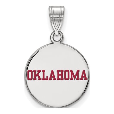University of Oklahoma Sterling Silver Medium Enamel Disc Pendant