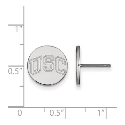 University of Southern California Sterling Silver USC Trojans Extra Small Disc Earrings – view 2