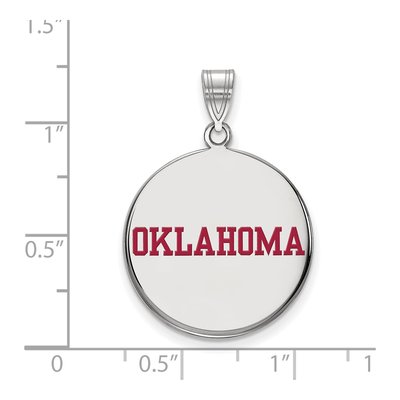 University of Oklahoma Sterling Silver Large Enamel Disc Pendant – view 2