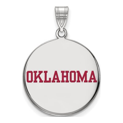 University of Oklahoma Sterling Silver Large Enamel Disc Pendant