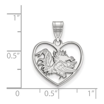 University of South Carolina Sterling Silver Medium USC Gamecocks Heart Pendant – view 2