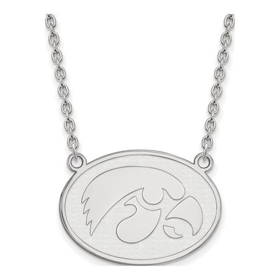 University of Iowa Sterling Silver Large Hawkeyes Pendant Necklace