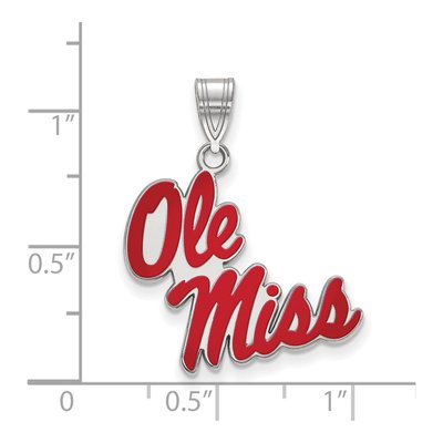 University of Mississippi Sterling Silver Large Ole Miss Enameled Pendant – view 2