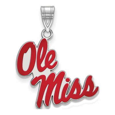 University of Mississippi Sterling Silver Large Ole Miss Enameled Pendant