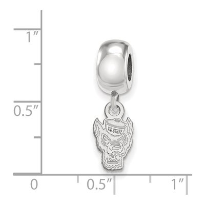 North Carolina State University Sterling Silver Extra Small NC Wolf Dangle Bead – view 5
