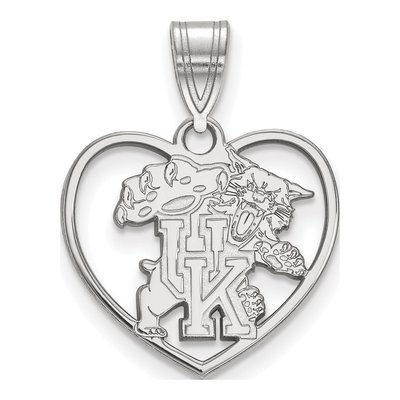 University of Kentucky Sterling Silver Medium Wildcat Heart Pendant