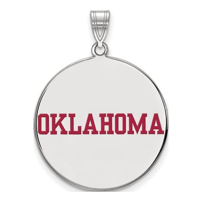University of Oklahoma Sterling Silver Extra Large Disc Pendant