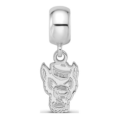 North Carolina State University Sterling Silver Small NC Wolf Dangle Bead – view 4