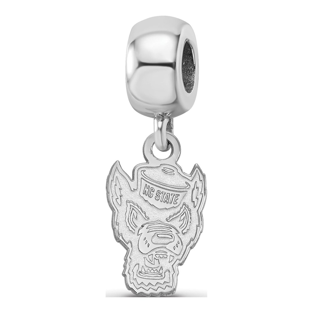 North Carolina State University Sterling Silver Small NC Wolf Dangle Bead