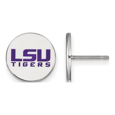 Louisiana State University Sterling Silver LSU Tigers Enameled Disc Stud Earrings