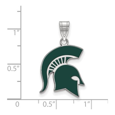 Michigan State University Sterling Silver Large Spartan Enamel Pendant – view 2