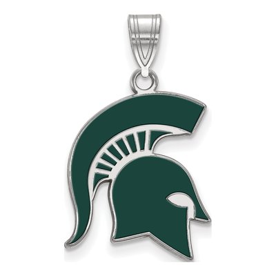 Michigan State University Sterling Silver Large Spartan Enamel Pendant