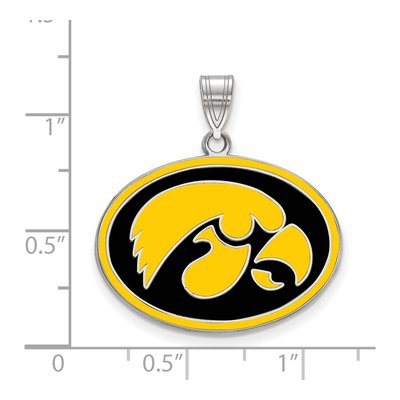 University of Iowa Sterling Silver Large Hawk Enamel Pendant – view 2