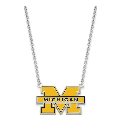 University of Michigan Sterling Silver Large Blue Letter M Pendant Necklace – view 2