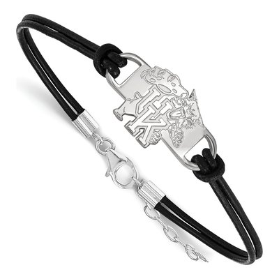 University of Kentucky Sterling Silver Small Wildcat Leather Bracelet