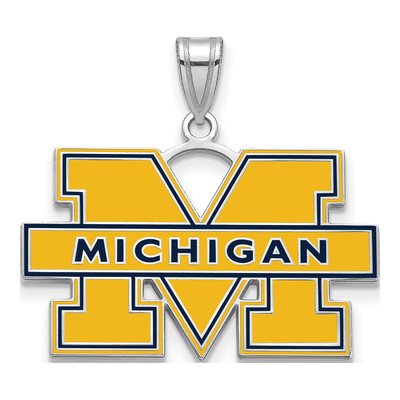 University of Michigan Sterling Silver Large Blue Letter M Pendant