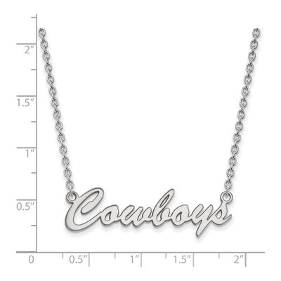 Oklahoma State University Sterling Silver Medium Cowboys Script Necklace – view 2