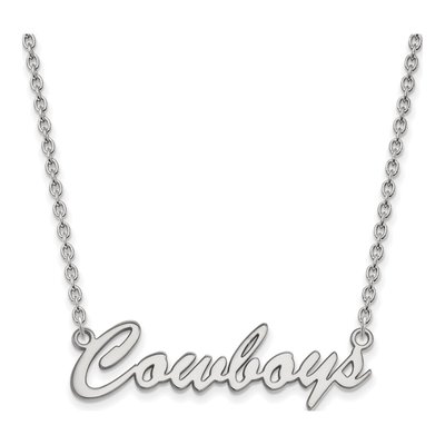 Oklahoma State University Sterling Silver Medium Cowboys Script Necklace
