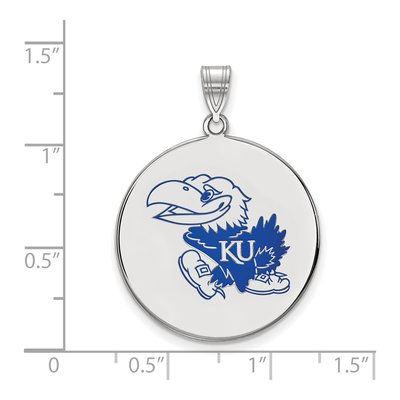 University of Kansas Sterling Silver Extra Large Jayhawk Enamel Disc Pendant – view 2
