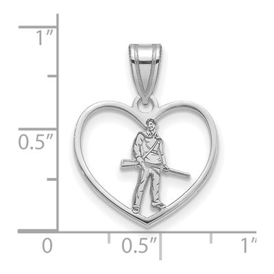 West Virginia University Sterling Silver Medium Mountaineers Heart Pendant – view 3