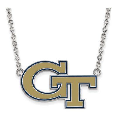 Georgia Institute of Technology Sterling Silver Large Tech G-T Pendant Necklace