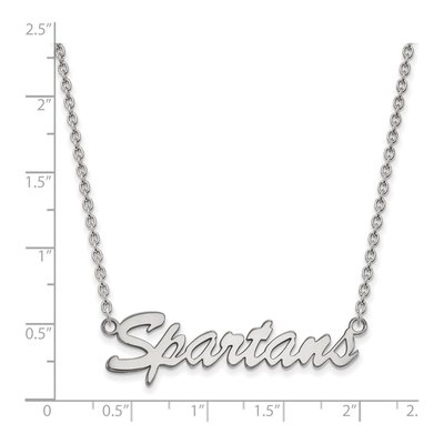 Michigan State University Sterling Silver Medium Spartans Necklace – view 2