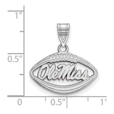 University of Mississippi Sterling Silver Medium Ole Miss Football Pendant – view 2