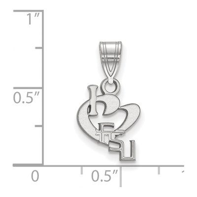 Florida State University Sterling Silver Small FSU I Heart F-S-U Pendant – view 2