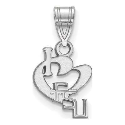 Florida State University Sterling Silver Small FSU I Heart F-S-U Pendant