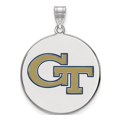 Georgia Institute of Technology Sterling Silver Tech Extra Large Enamel Disc Pendant