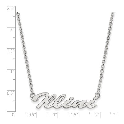 University of Illinois Sterling Silver Medium Illini Script Necklace – view 2
