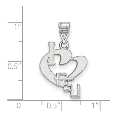 Florida State University Sterling Silver Large FSU I Heart F-S-U Pendant – view 2
