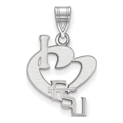 Florida State University Sterling Silver Large FSU I Heart F-S-U Pendant