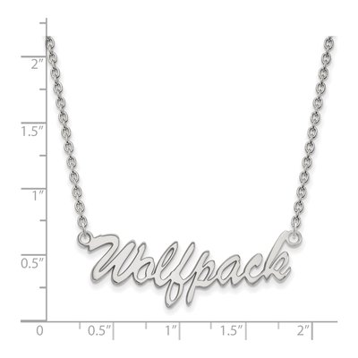 North Carolina State University Sterling Silver Medium NC Wolfpack Script Necklace – view 2