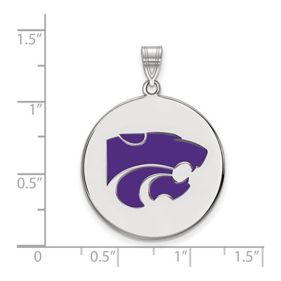Kansas State University Sterling Silver Extra Large Wildcat Enamel Disc Pendant – view 2
